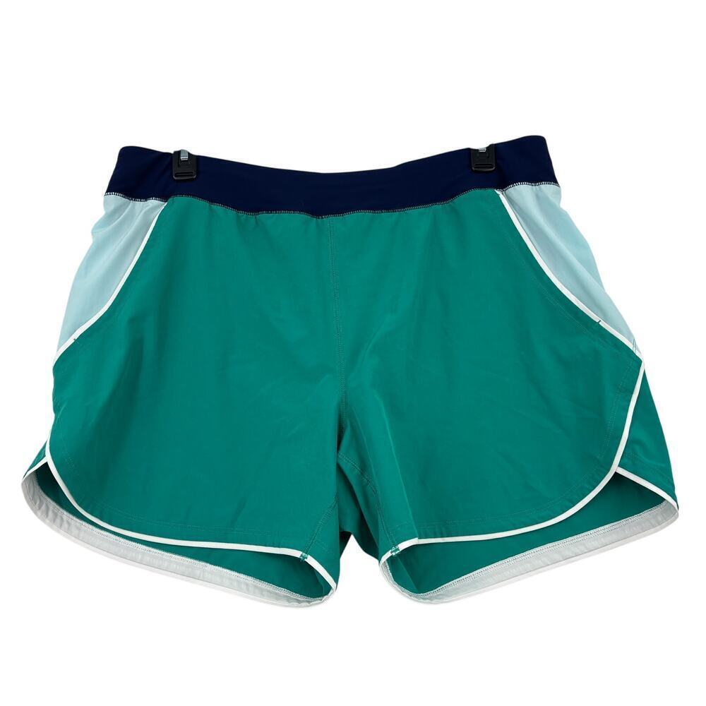 Lands End Swim‎ Shorts Size 18 Green Blue Pockets Brief Lining Quick Dry